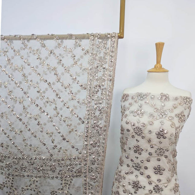 Handmade Dyeable Organza Full Jaal Gotta Work 2PC Unstitched