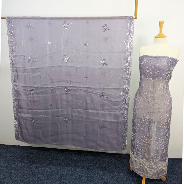 Fancy Silk Cut Dana Full Jaal Work 2PC Unstitched