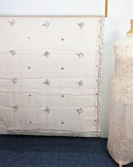 Fancy Silk Cut Dana Full Jaal Work 2PC Unstitched