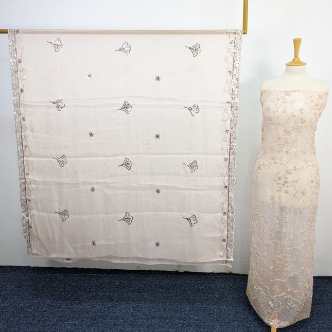 Fancy Silk Cut Dana Full Jaal Work 2PC Unstitched