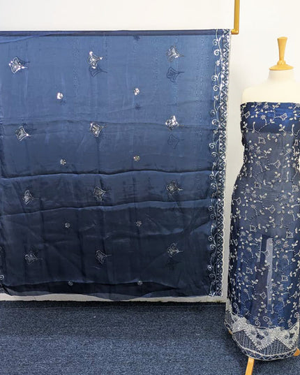 Fancy Silk Cut Dana Full Jaal Work 2PC Unstitched