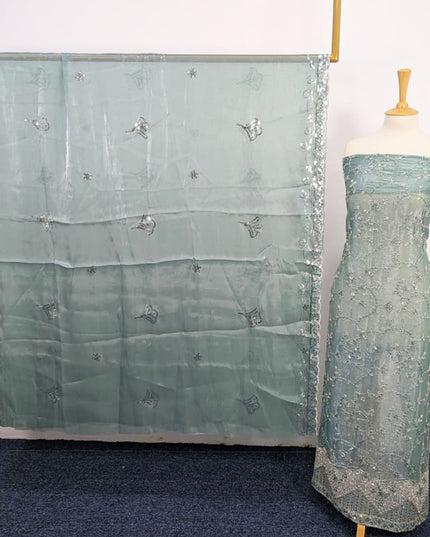 Fancy Silk Cut Dana Full Jaal Work 2PC Unstitched