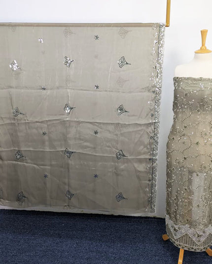 Fancy Silk Cut Dana Full Jaal Work 2PC Unstitched