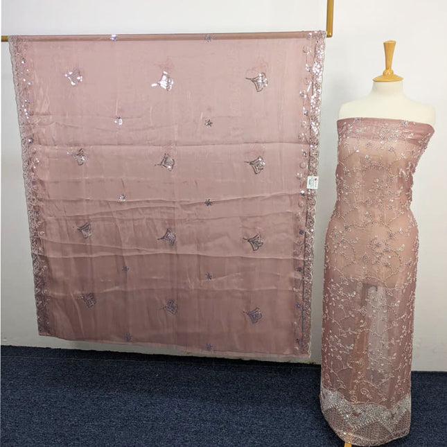 Fancy Silk Cut Dana Full Jaal Work 2PC Unstitched