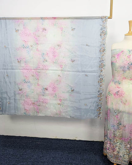Fancy Multi Color Silk CutDana Work 2PC Unstitched