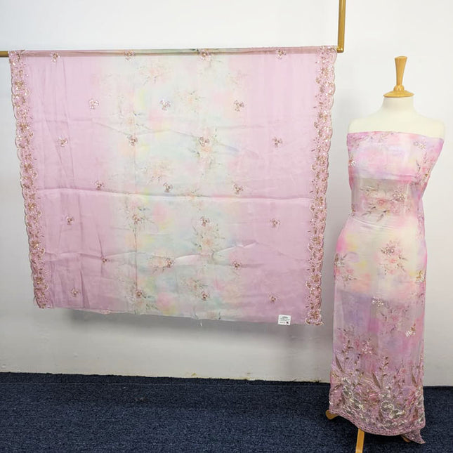 Fancy Multi Color Silk CutDana Work 2PC Unstitched