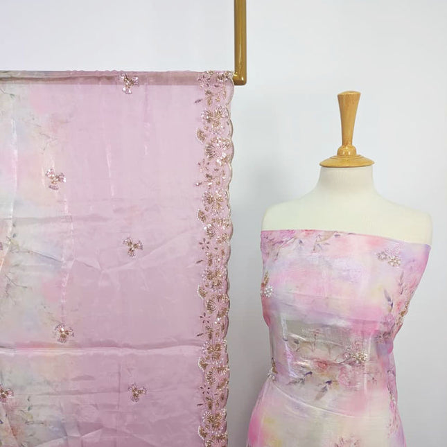 Fancy Multi Color Silk CutDana Work 2PC Unstitched