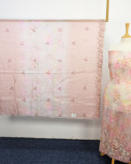 Fancy Multi Color Silk CutDana Work 2PC Unstitched