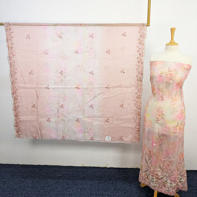 Fancy Multi Color Silk CutDana Work 2PC Unstitched