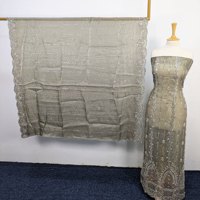 Silk Cut Dana With Zari Work 2PC Unstitched
