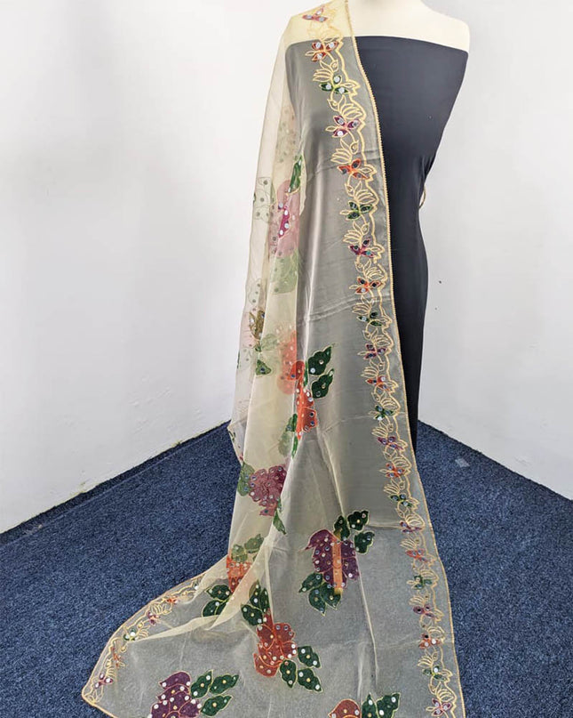 Printed Organza With Mirror Work Dupatta