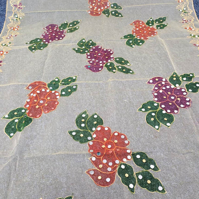 Printed Organza With Mirror Work Dupatta