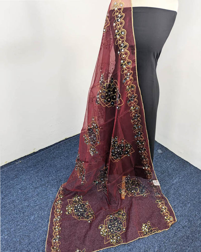 Printed Organza With Mirror Work Dupatta