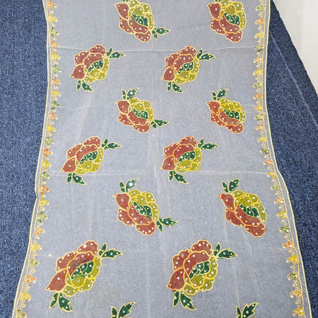 Printed Organza With Mirror Work Dupatta