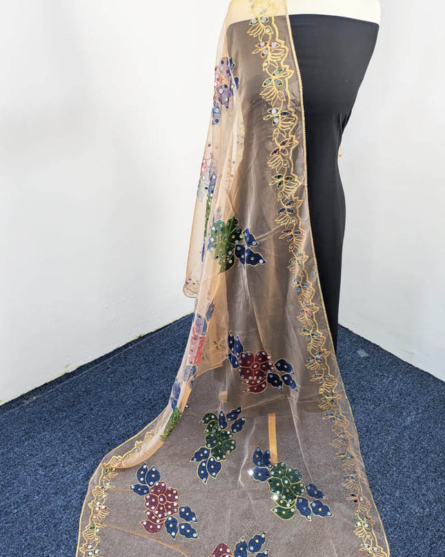 Printed Organza With Mirror Work Dupatta