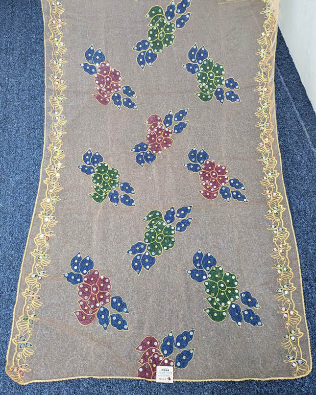 Printed Organza With Mirror Work Dupatta