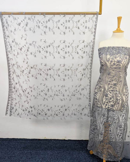 Embroidered Net With Pearls Work 2PC Unstitched