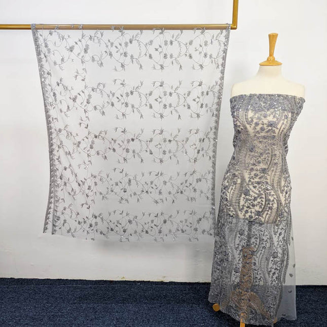 Embroidered Net With Pearls Work 2PC Unstitched