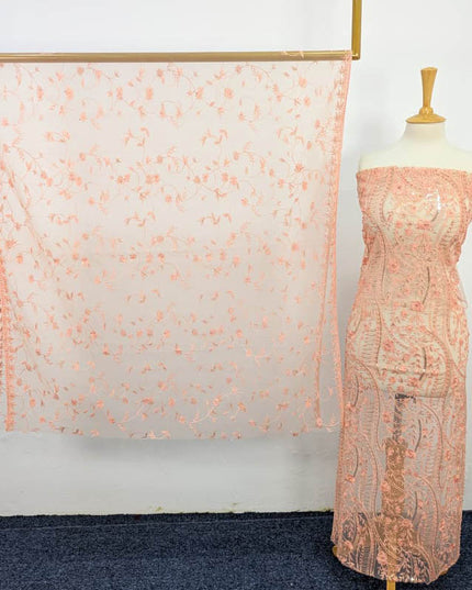 Embroidered Net With Pearls Work 2PC Unstitched