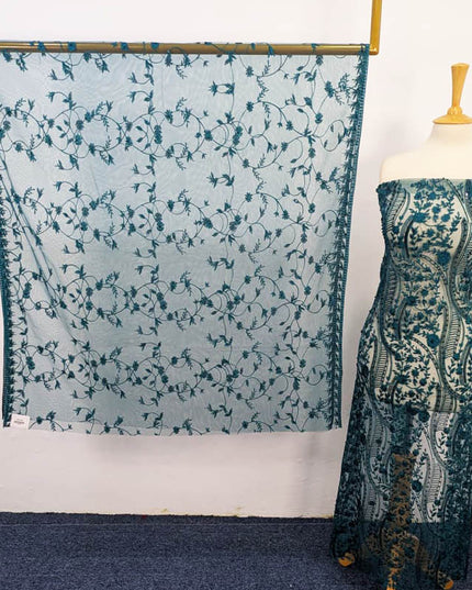 Embroidered Net With Pearls Work 2PC Unstitched