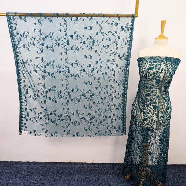 Embroidered Net With Pearls Work 2PC Unstitched