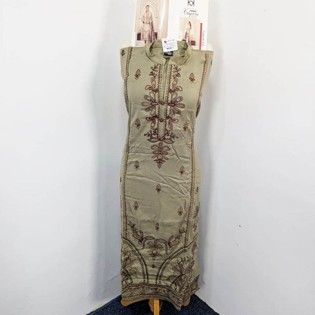 Embroidered Leather Peach With Printed Shawl  - Tawakal