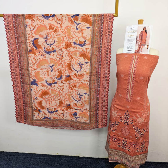 Exclusive Embroidered and Digital Printed Bana Dora 3PC Dania Vol-739