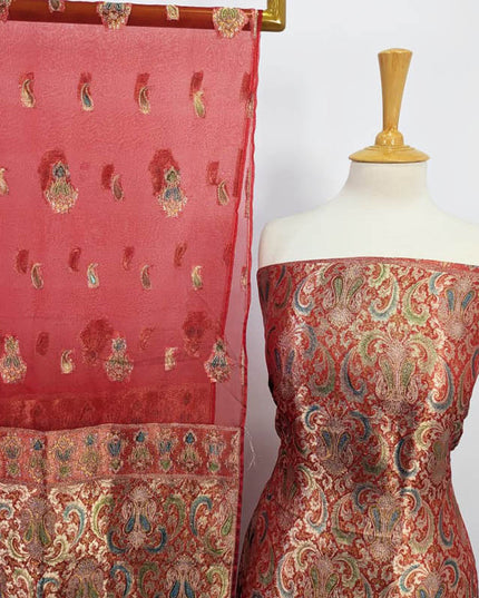 Fancy Indian Banarasi Work Organza 2PC Unstitched