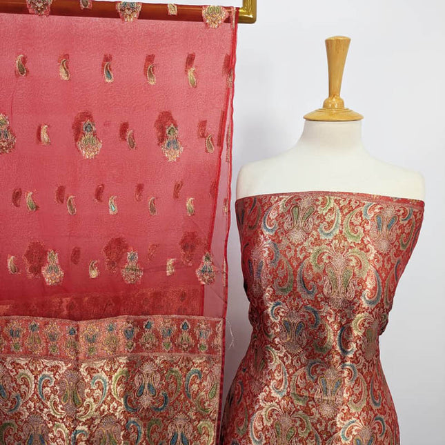 Fancy Indian Banarasi Work Organza 2PC Unstitched
