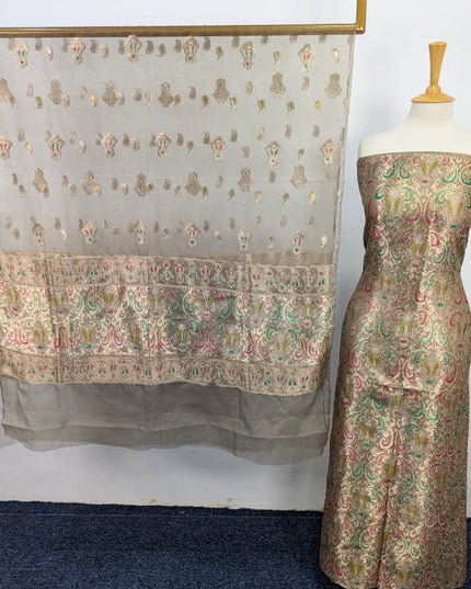 Fancy Indian Banarasi Work Organza 2PC Unstitched