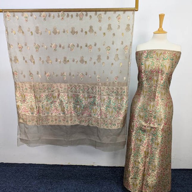 Fancy Indian Banarasi Work Organza 2PC Unstitched