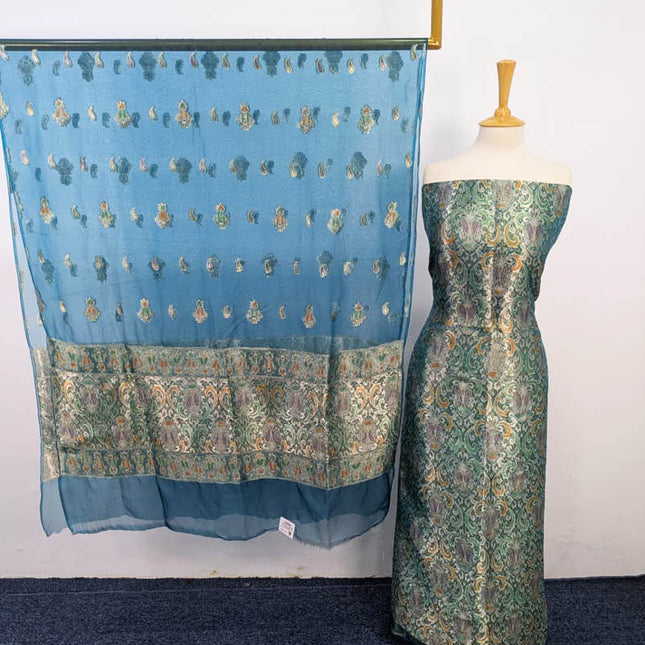 Fancy Indian Banarasi Work Organza 2PC Unstitched