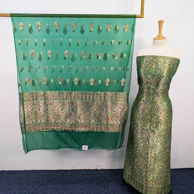 Fancy Indian Banarasi Work Organza 2PC Unstitched