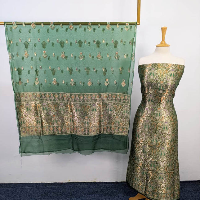 Fancy Indian Banarasi Work Organza 2PC Unstitched