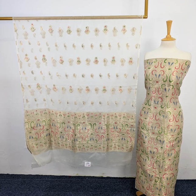 Fancy Indian Banarasi Work Organza 2PC Unstitched
