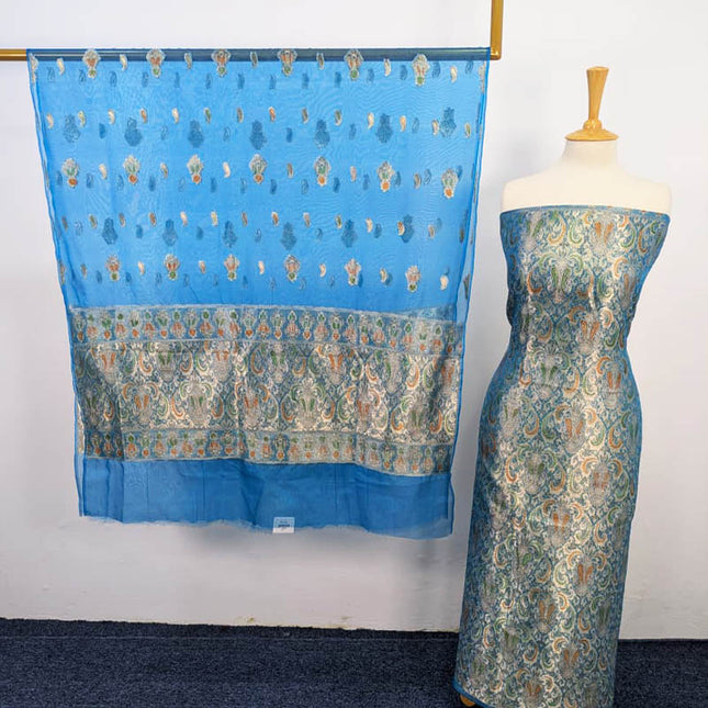 Fancy Indian Banarasi Work Organza 2PC Unstitched