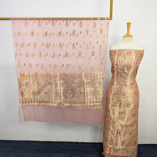 Fancy Indian Banarasi Work Organza 2PC Unstitched