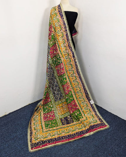 Fancy Printed Silk with Mirror Work Dupatta (Ready To Wear)