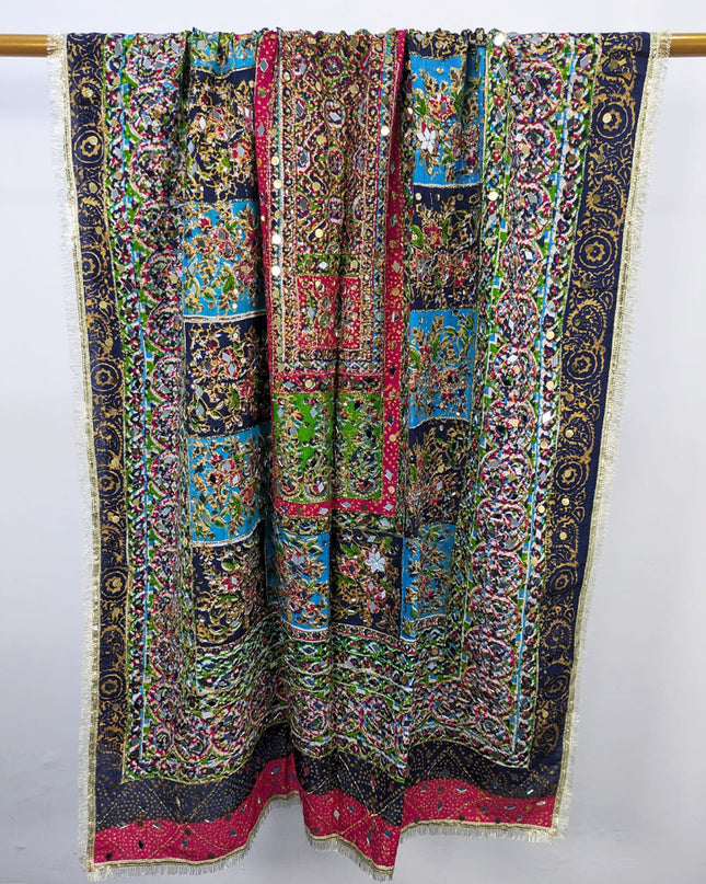 Fancy Printed Silk with Mirror Work Dupatta (Ready To Wear)