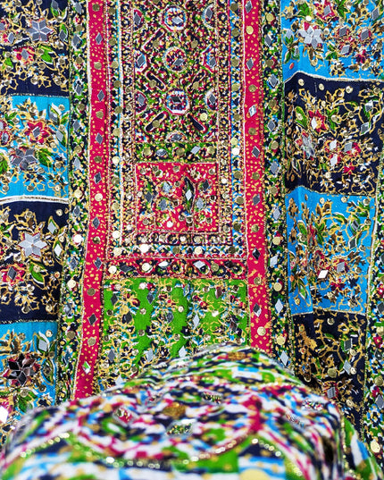 Fancy Printed Silk with Mirror Work Dupatta (Ready To Wear)