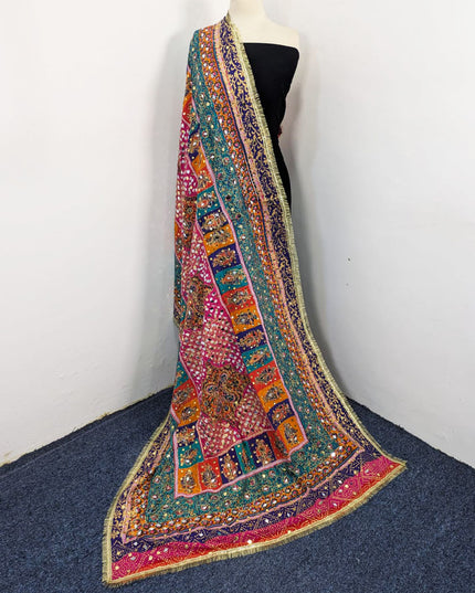 Fancy Printed Silk with Mirror Work Dupatta (Ready To Wear)