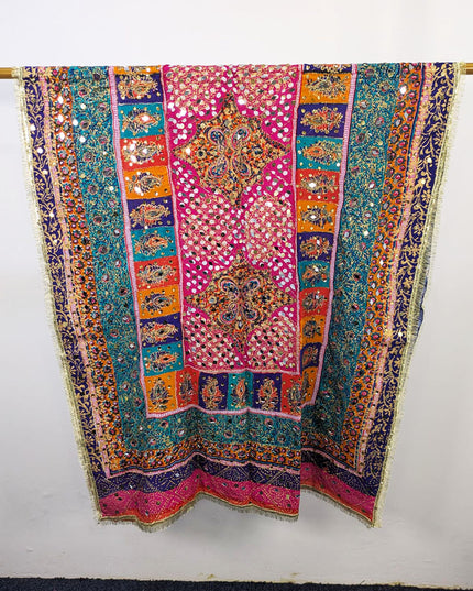Fancy Printed Silk with Mirror Work Dupatta (Ready To Wear)