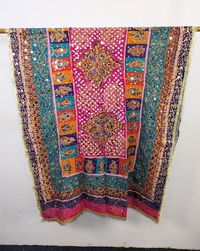 Fancy Printed Silk with Mirror Work Dupatta (Ready To Wear)