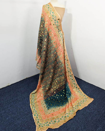 Pure Indian Gajji Silk with Mukesh + Block Print Work Dupatta