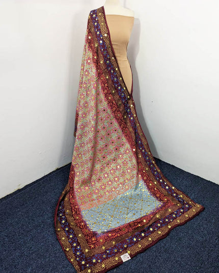 Mukesh + Block Print Work Pure Indian Gajji Silk Dupatta