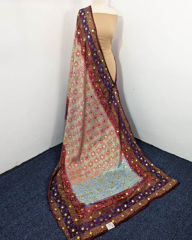 Mukesh + Block Print Work Pure Indian Gajji Silk Dupatta