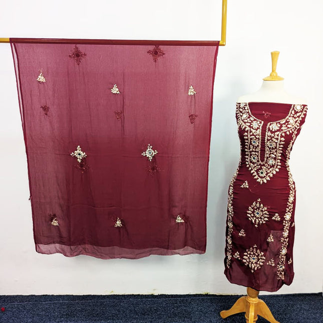 Handmade Gotta + Mirror Work Chiffon 2P Unstitched