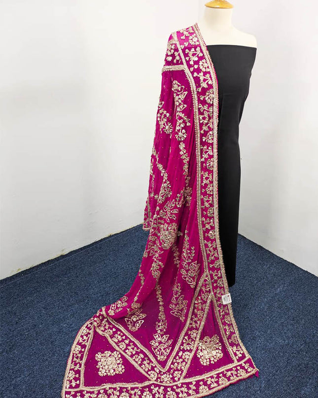 Chiffon With Gotta &  Mukesh Work  Dupatta