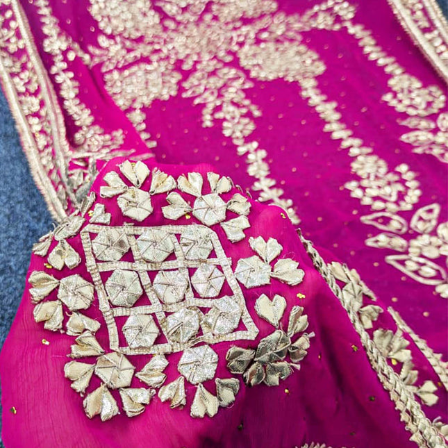 Chiffon With Gotta &  Mukesh Work  Dupatta