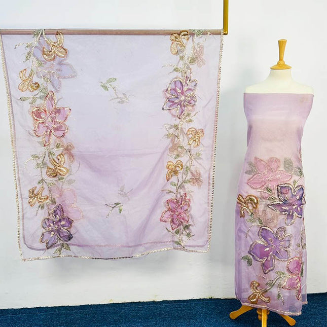 Handmade Gotta + Oil Paint Work Organza 2PC